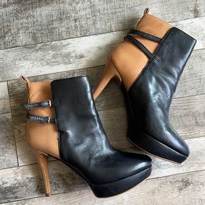 Zara high heel leather booties size 41